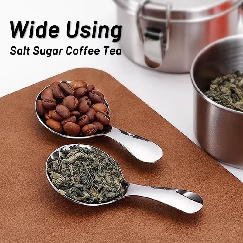Yopolaz 5 Pack Short Handle Scoops - Silver Mini Scoops for Canisters - Stainless Steel Small Coffee Candy Scoop for Salt Sugar Tea Dessert（Silver） - Image 3